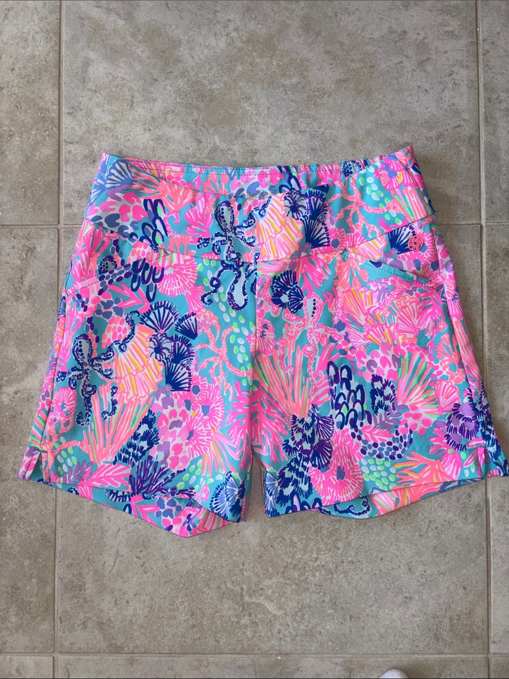 Lilly Pulitzer Bright Pink Multicolor Printed Athletic Shorts